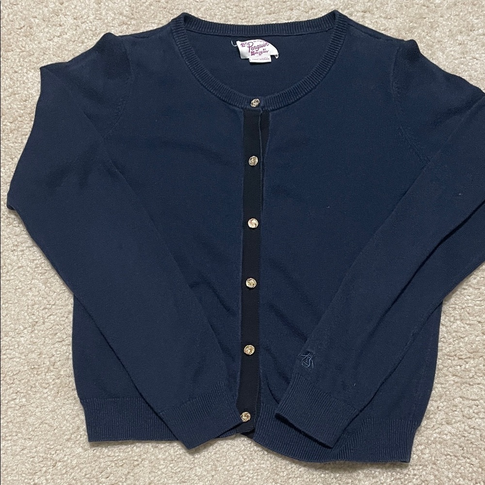 Original Penguin Navy Button-Front Knit Cardigan